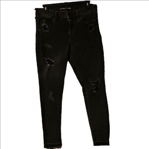 Express Black Skinny Distressed Jeans